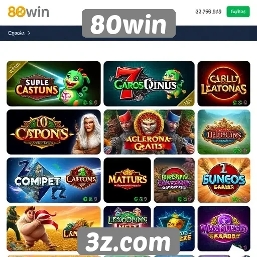 Variedade de jogos disponíveis na plataforma 80win